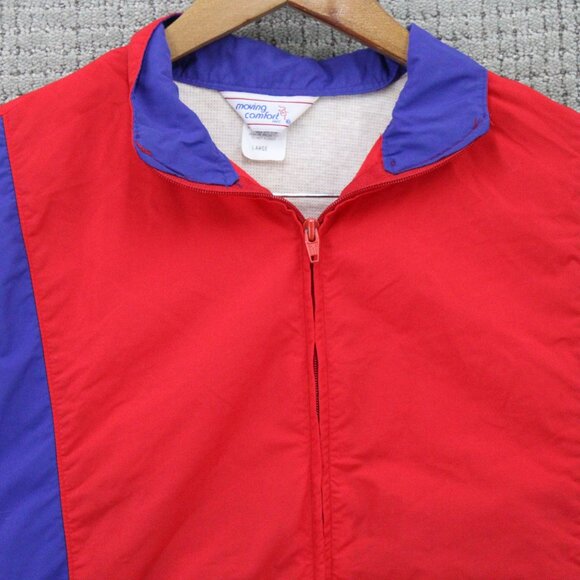 Moving Comfort Jacket Mens Large L Red & Blue Full Zip Retro Vintage 80s - Picture 5 of 9